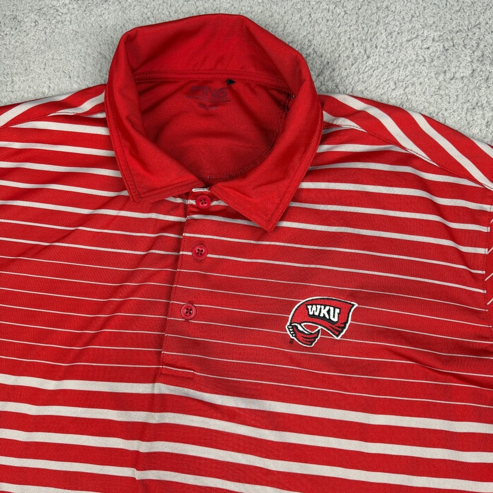 Ping Western Kentucky Hilltoppers Shirt Mens 2XL Stripe WKU Red White Sensorcool